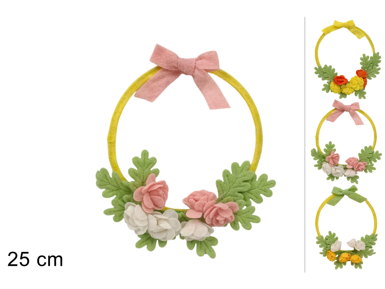 Dietroporta 25cm con fiori in feltro 3 assortimenti