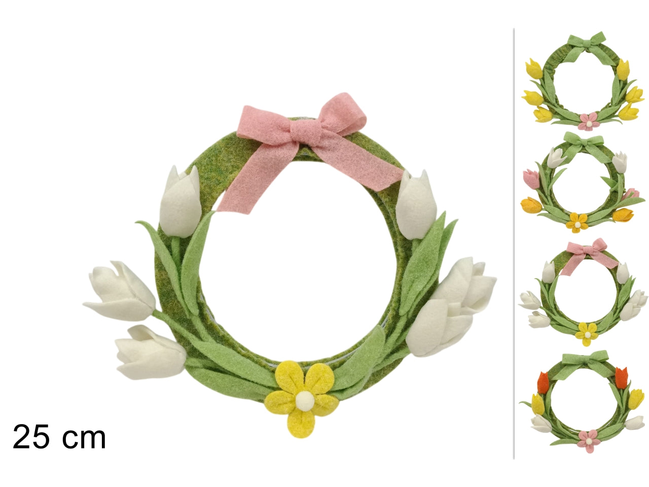 Dietroporta 25cm con tulipani in feltro 4 assortimenti