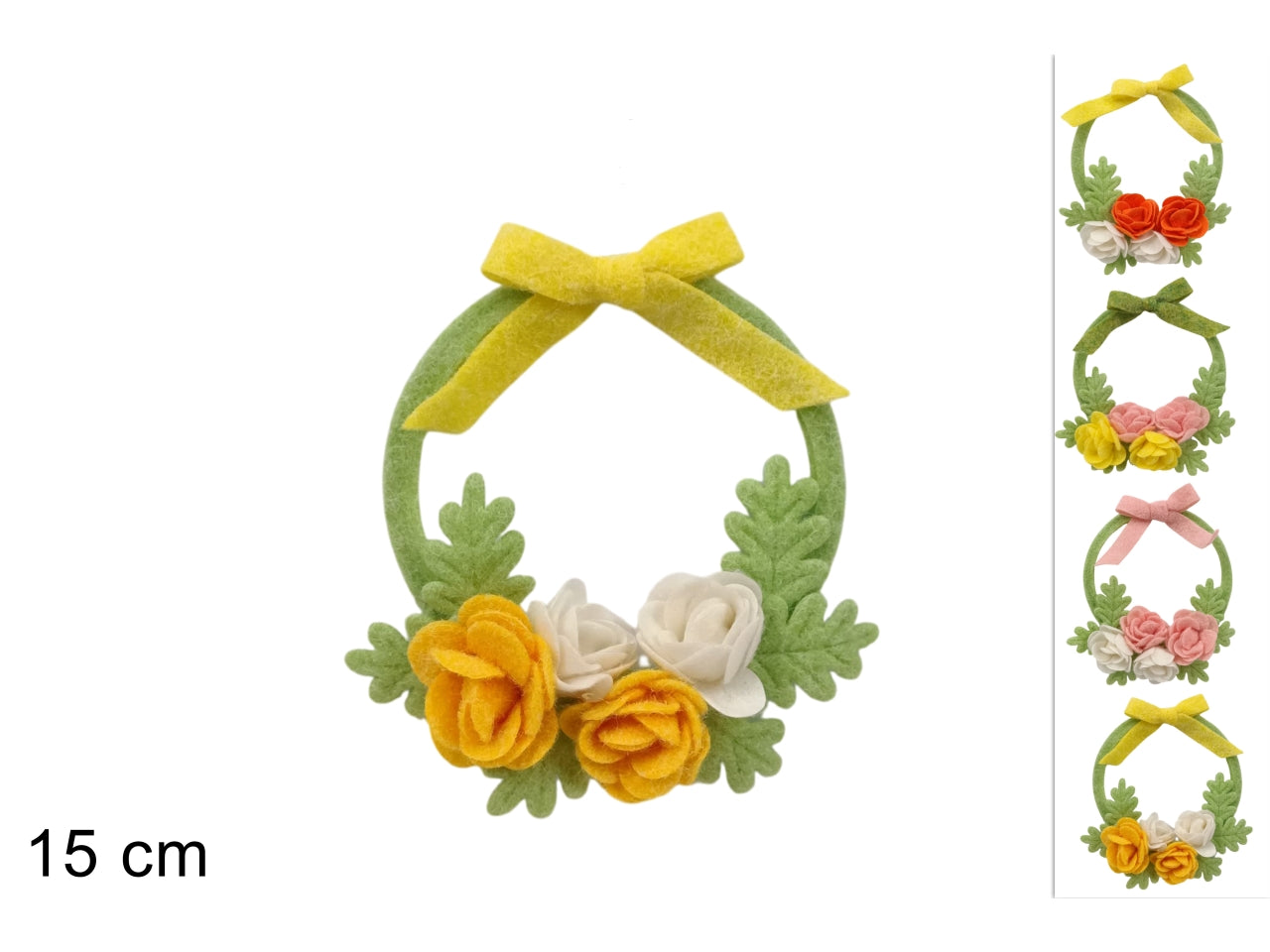 Dietroporta 15cm con fiori in feltro 4 assortimenti