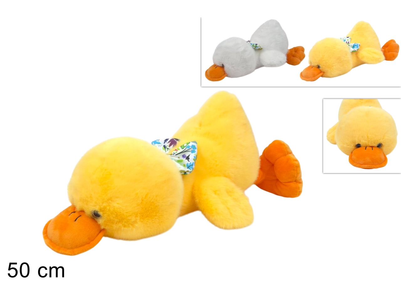 Peluche papera sdraiata 50cm in 2 colori
