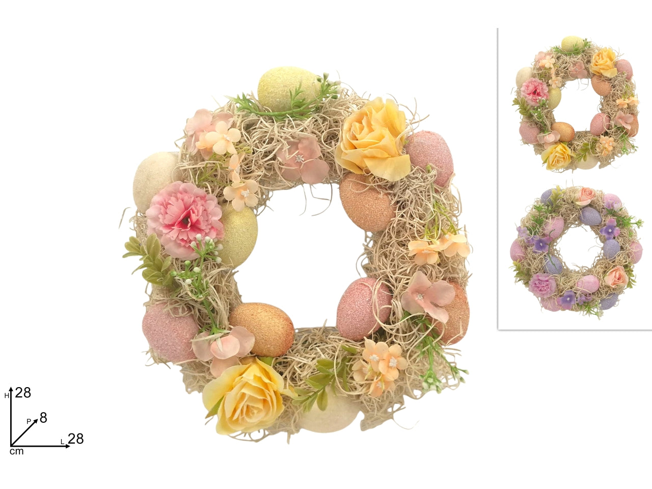 Dietroporta 28cm decorato con fiori e uova in 2 assortimenti