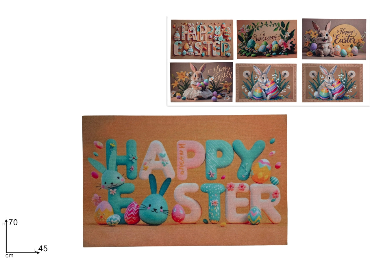 Tappeto 45x70cm decoro pasquale in 6 fantasie assortite