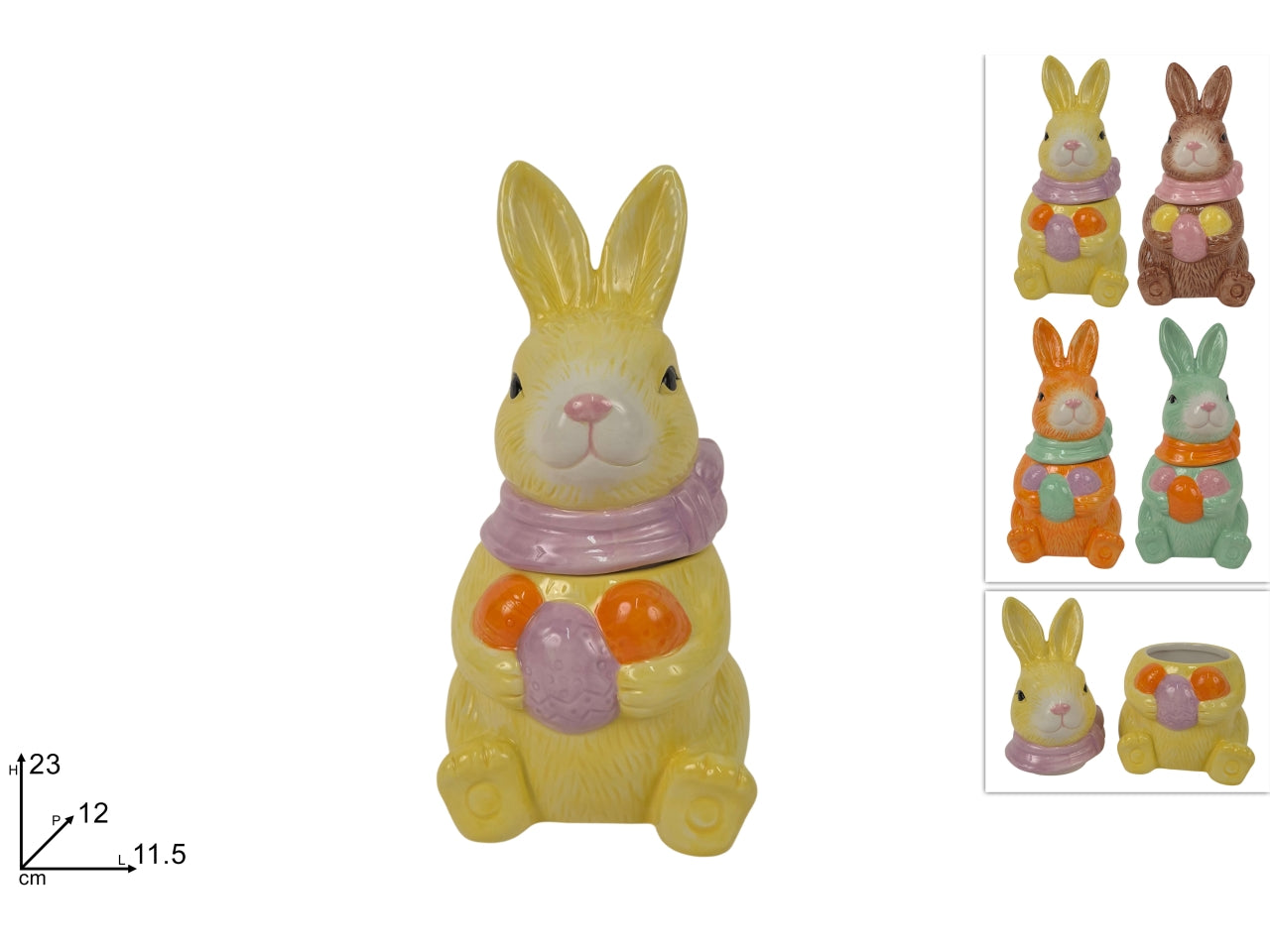 Barattolo coniglio 23cm in ceramica, assortiti