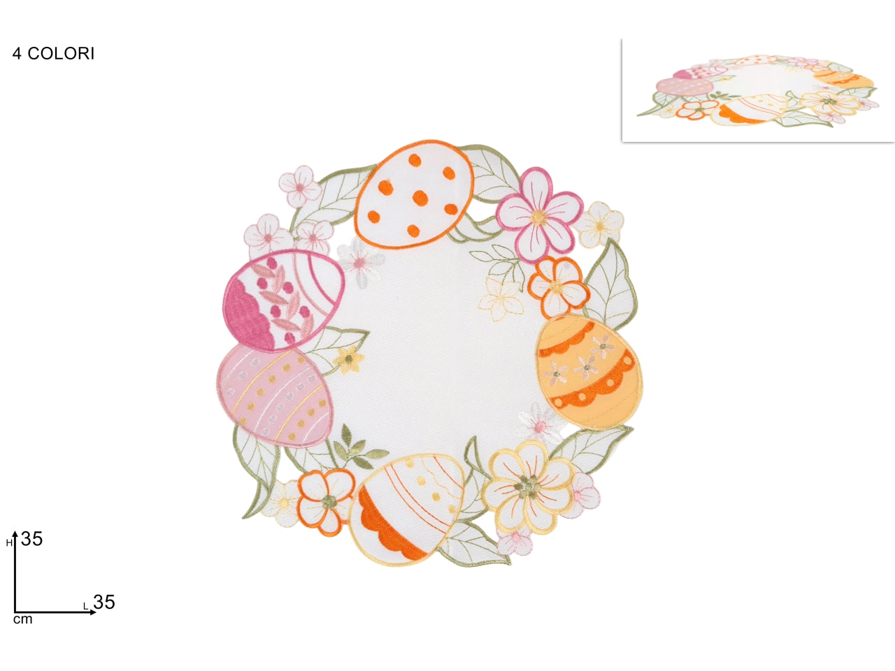 Tovaglietta 35cm ricamata con decoro pasquale