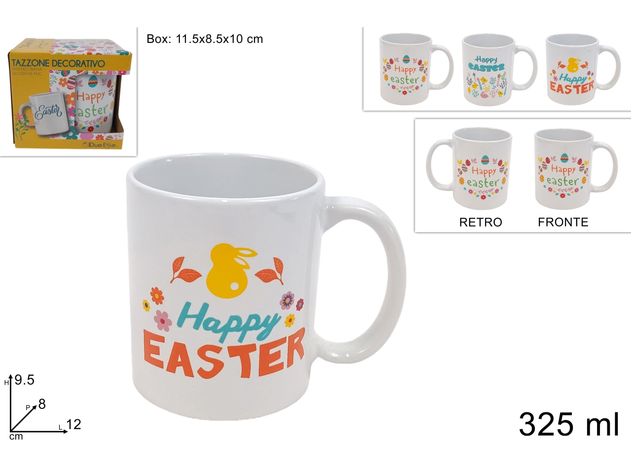 Tazzone mug 325ml con decoro pasquale in 3 fantasie assortite