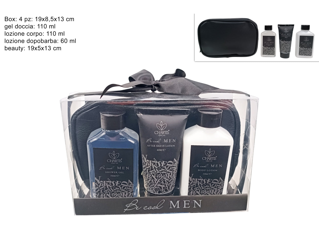 Confezione regalo linea uomo con beauty, gel doccia, lozione corpo e dopobarba