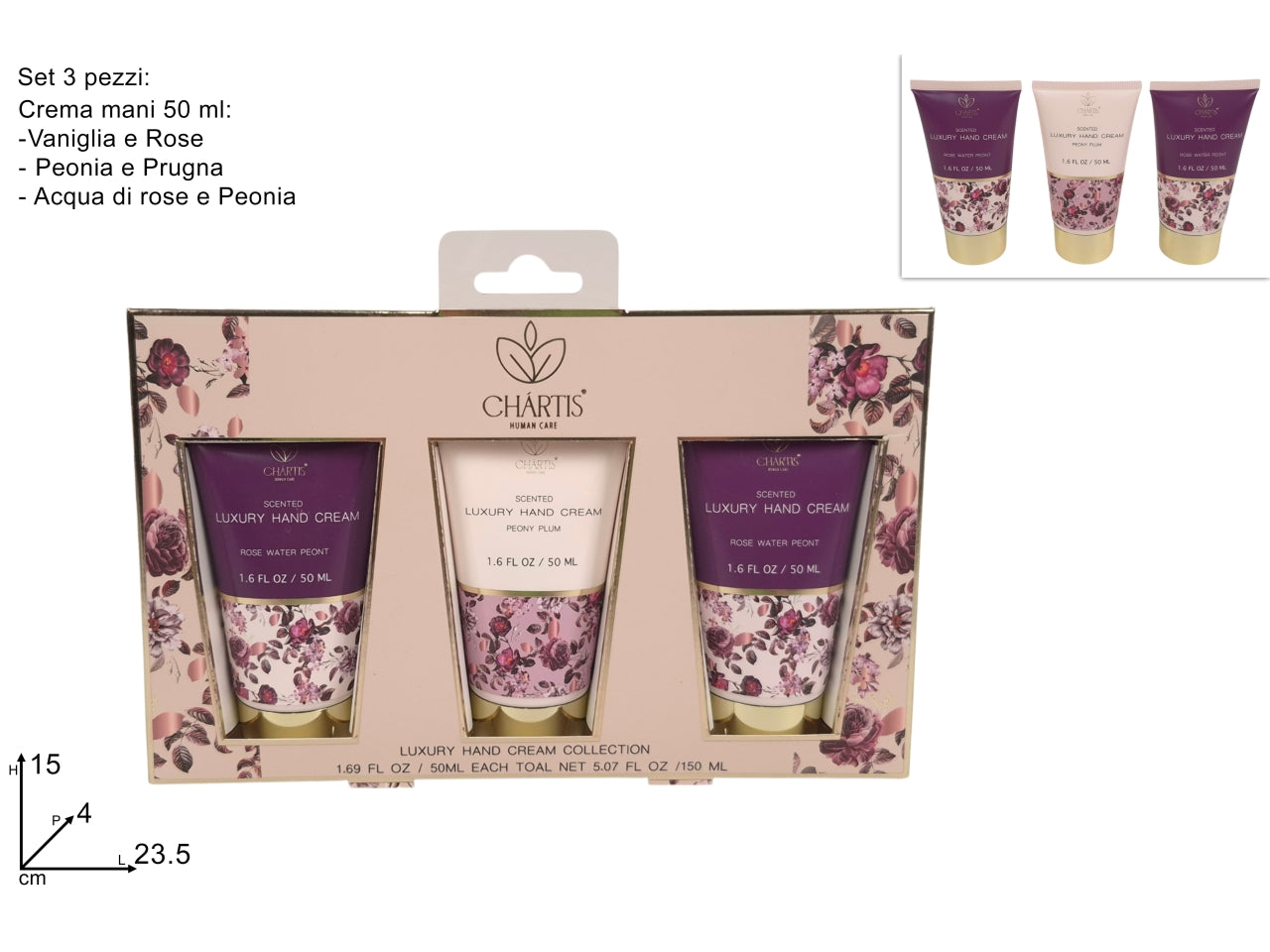 Confezione regalo set 3pezzi crema mani