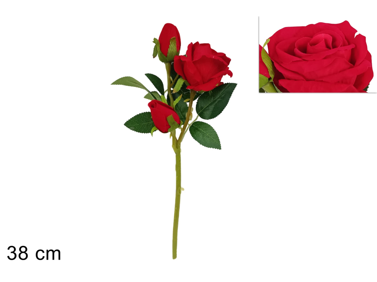 Ramo 38cm con 3 rose rosse
