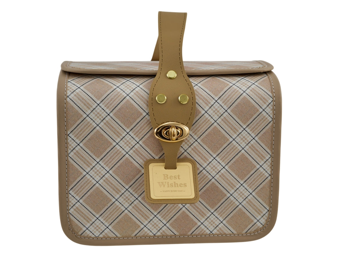 Vintage bauletto rettangolare medio 21,8x15x7x17cm marrone