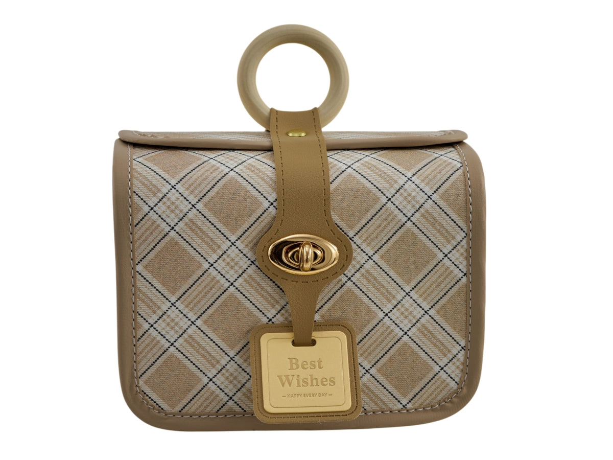 Vintage bauletto rettangolare piccolo 17,8x12,7x14cm marrone