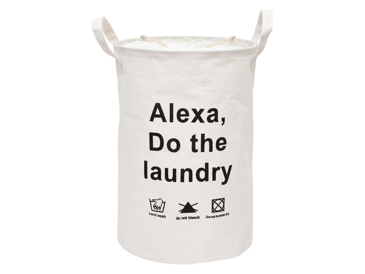 Portabiancheria tondo laundry  bianco, scritta nera  d.35x50cm