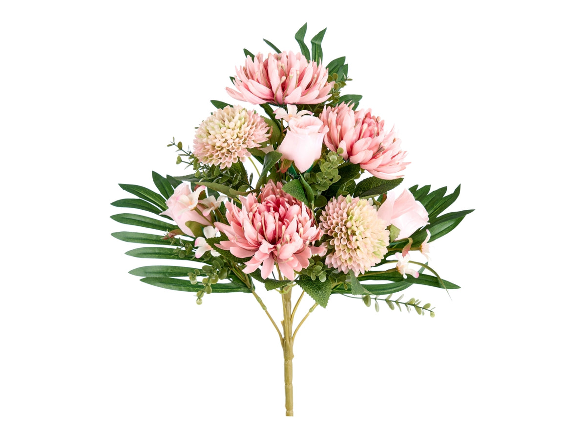 Mazzo crisantemo e pon pon 45cm mauve