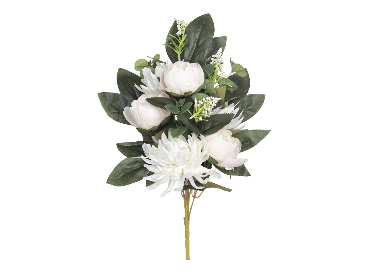 Mazzo peonia crisantemo crema