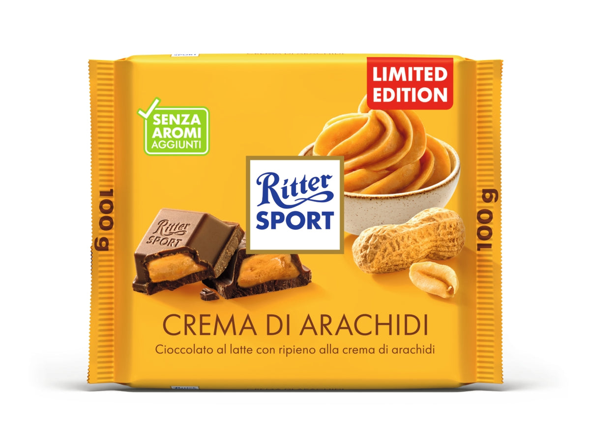 Ritter sport tavoletta 100gr cioccolato al latte con ripieno alla crema di arachidi