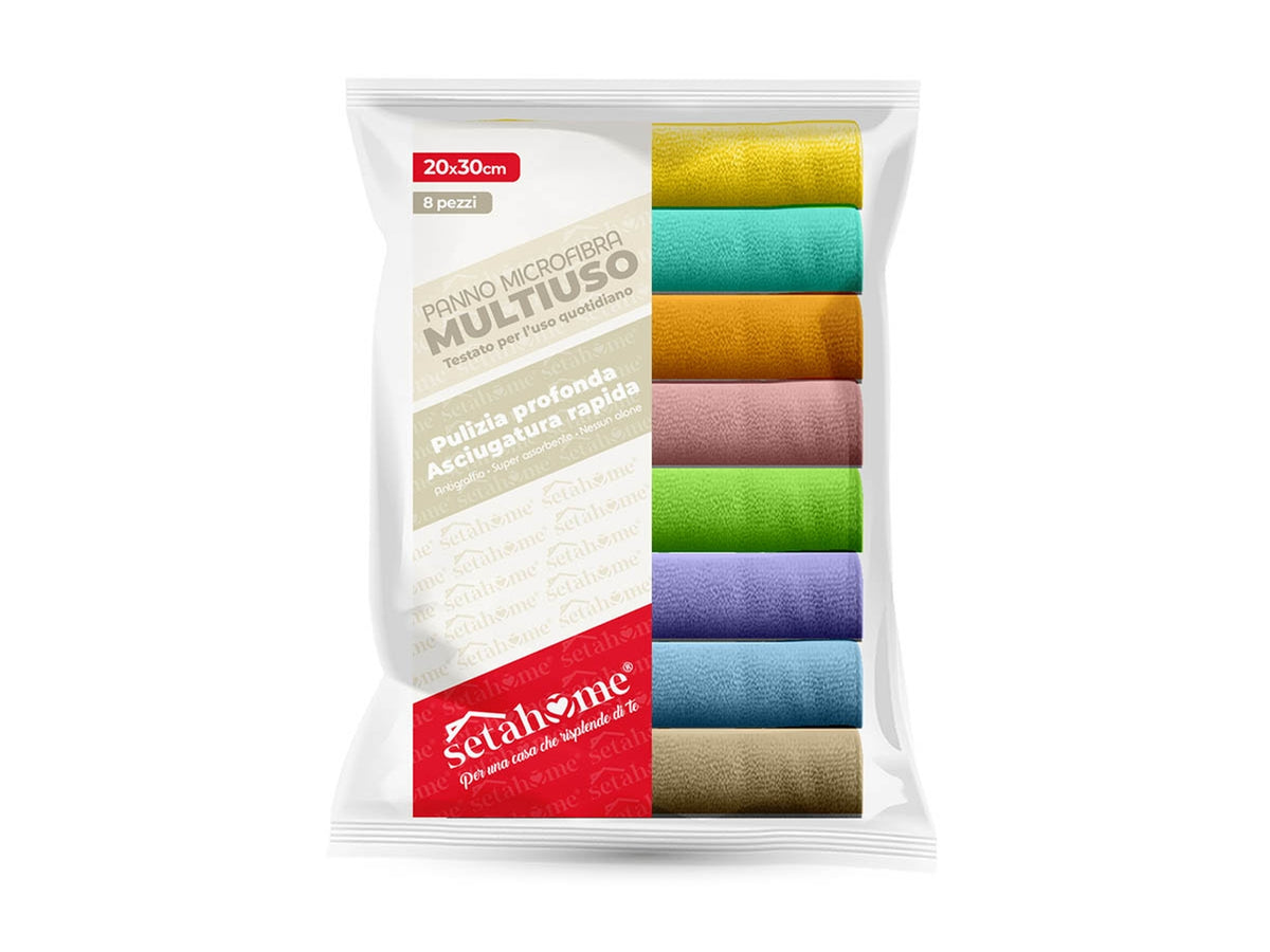 Panno microfibra 8pz 30x30cm 200gr