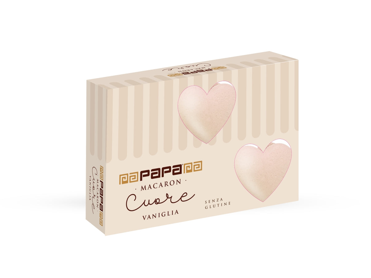 Papa macaron cuore vaniglia beige astuccio da 6 macaron 78gr