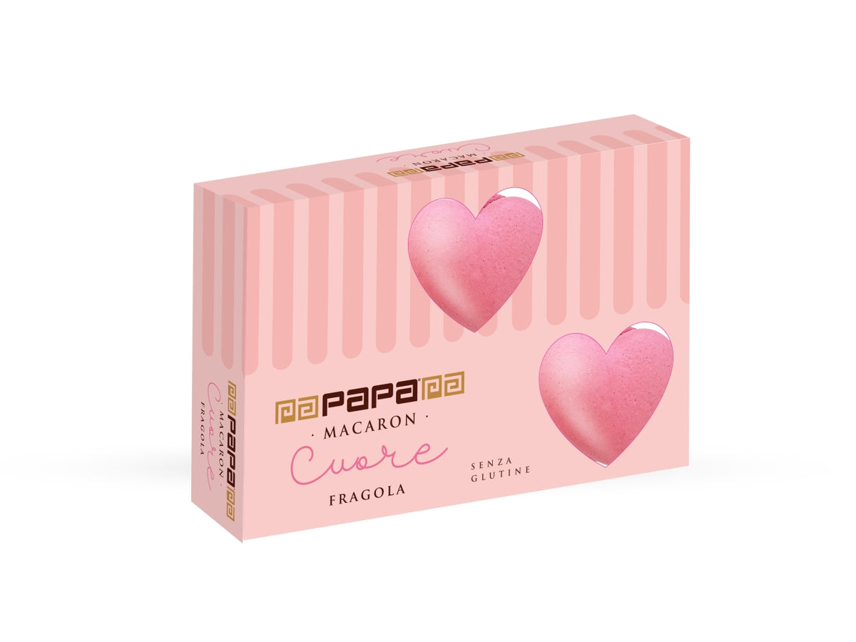 Papa macaron cuore fragola set da 6 macaron 78gr