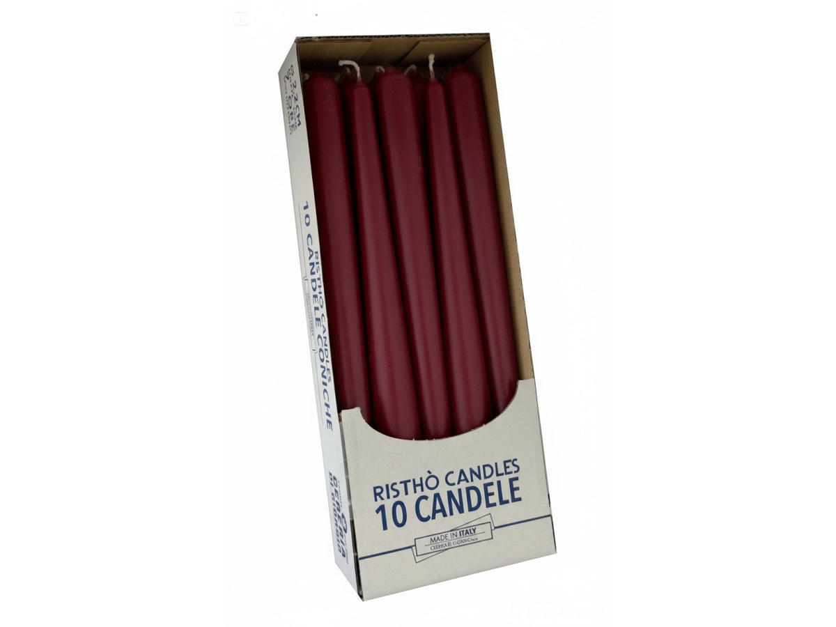 Candela conica 25cm 10pz bordeaux