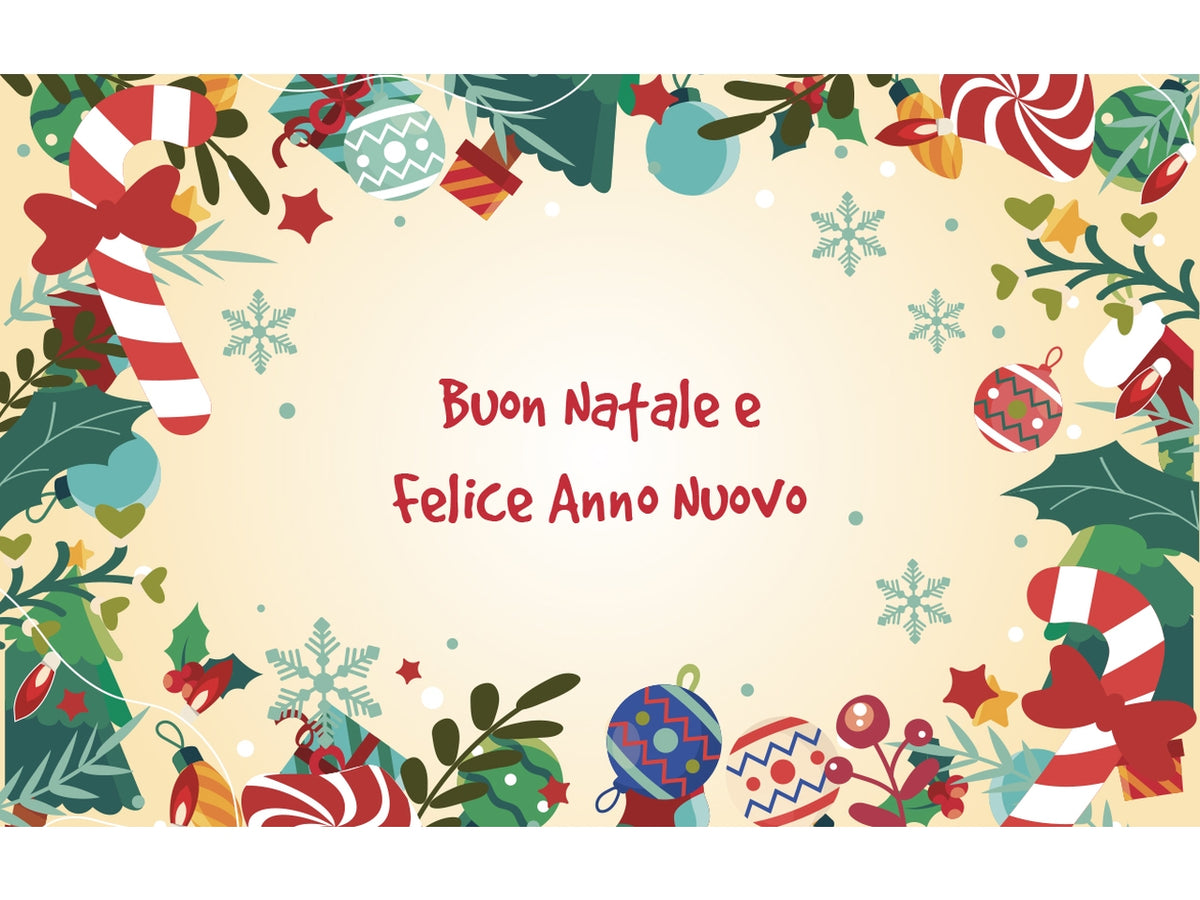 Biglietto buone feste formato 4 7x11cm, scatola da 100 pezzi assortiti