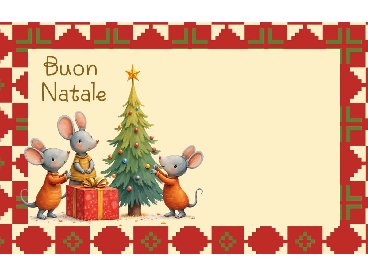 Biglietto buone feste formato 4 7x11cm, scatola da 100 pezzi assortiti