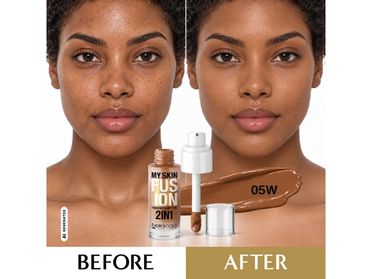 Bellaoggi my skin fusion foundcealer, fondotinta correttore nÂ° 05w bronze