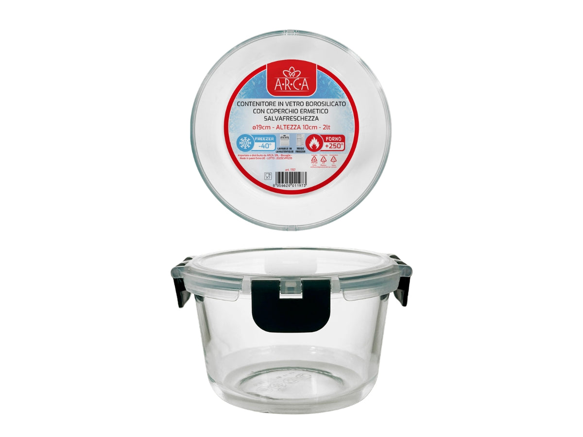 Contenitore vetro tondo 2000ml 19xh.12cm