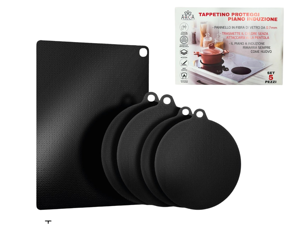Set 5 tappetini proteggi piani nero