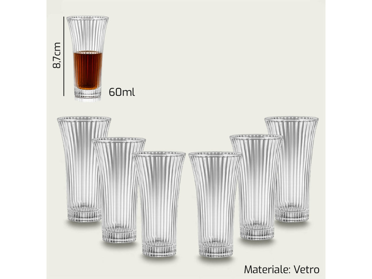 Set 6 bicchieri liquore trasparenti 60ml