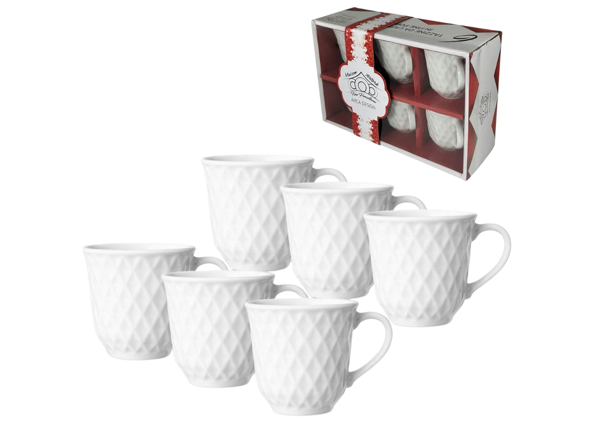 Set 6 tazze senza piattino in porcellana bianco