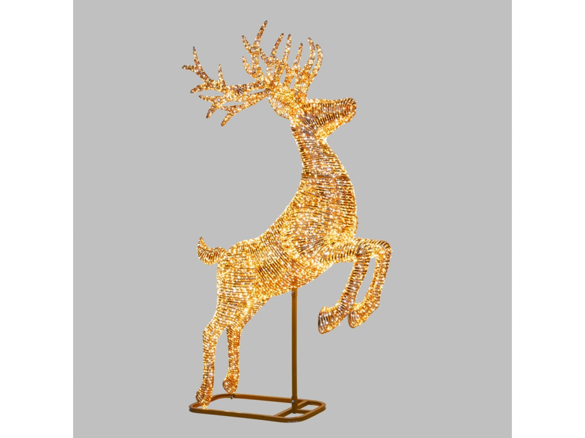 Renna 3d h.270cm maxi fly-running serie rgx rose gold oro rosa 8300 microled bianco caldo d.1,5mm flashled diamond cavi metal