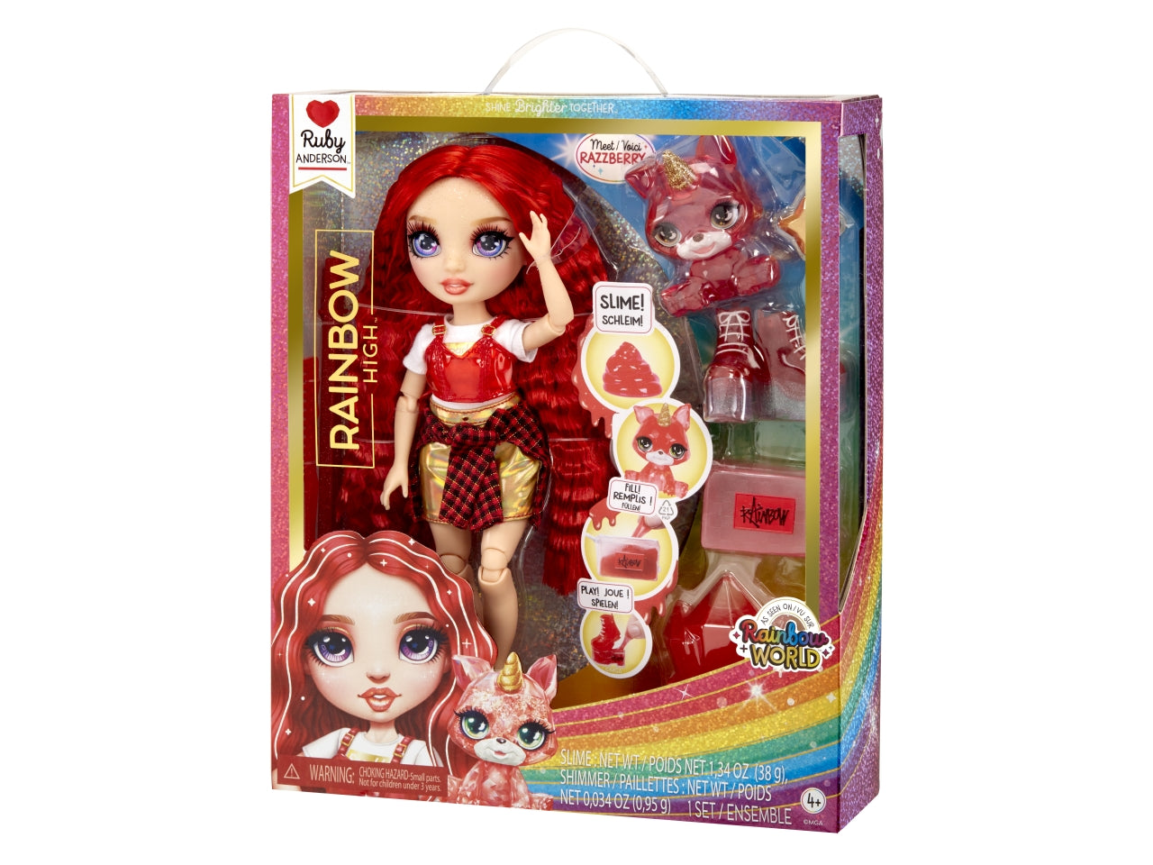 Classic rainbow fashion doll- ruby rosso