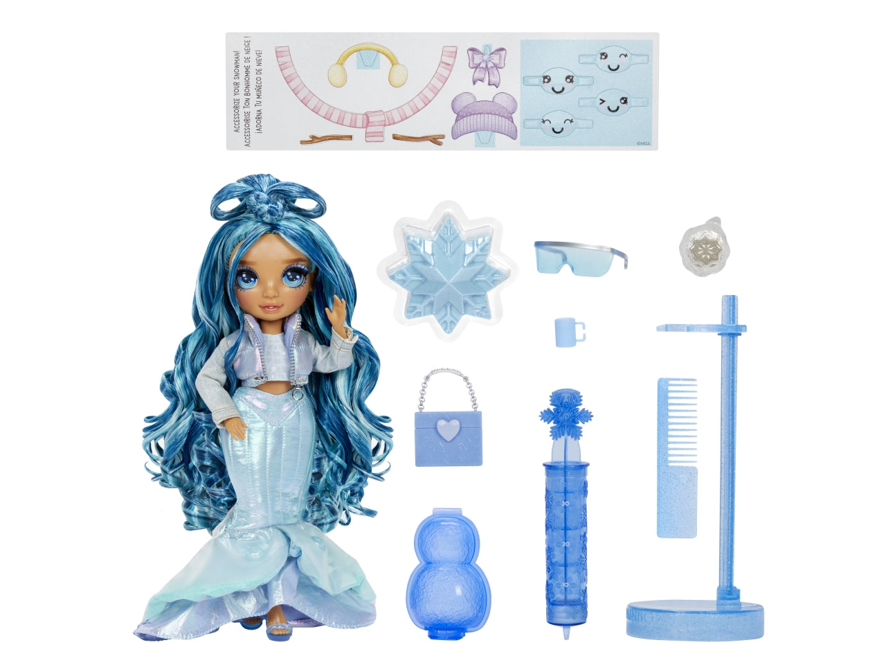 Rainbow High Winter Wonderland Doll Skyler: Bambola Fashion Gialla di 28 cm con Abiti Invernali, Accessori e Kit Pupazzo di Neve, Gioco Unisex per Bambini 4+ | MGA Entertainment