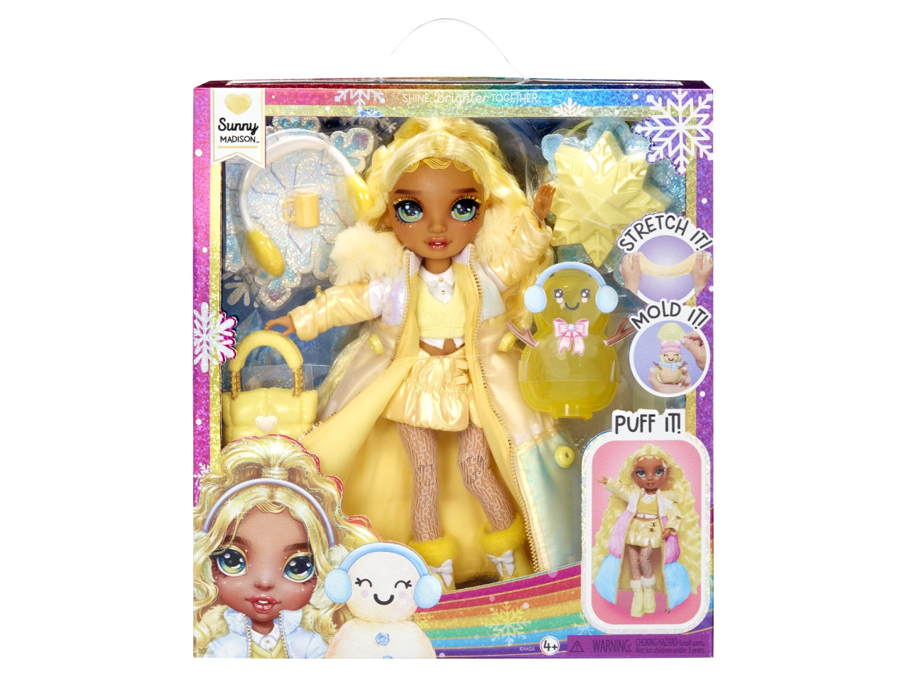 Rainbow High Winter Wonderland Doll Sunny: Bambola Fashion Blu-Azzurro di 28 cm con Abiti Invernali, Accessori e Kit Pupazzo di Neve, Gioco Unisex per Bambini 4+ | MGA Entertainment