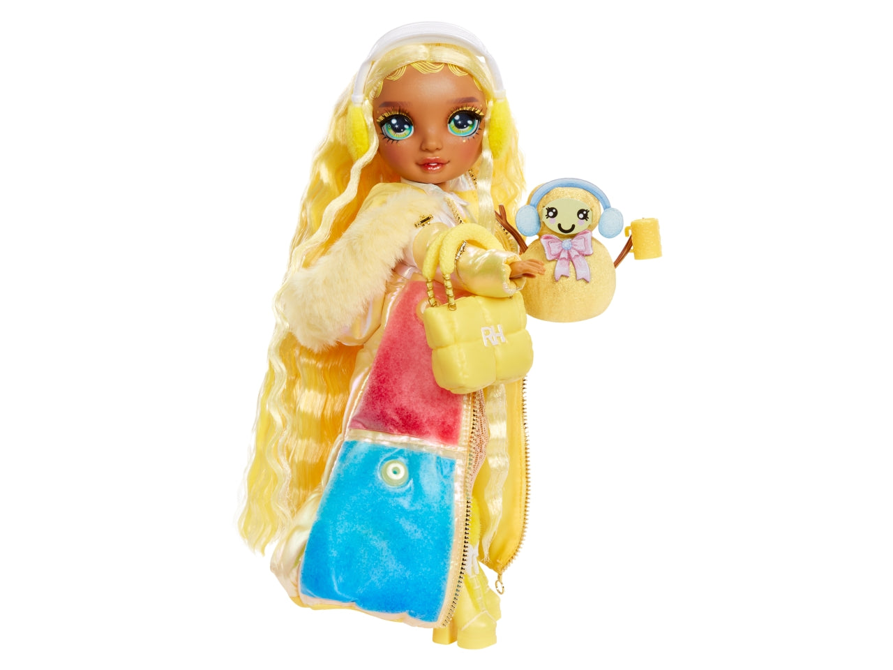 Rainbow High Winter Wonderland Doll Sunny: Bambola Fashion Blu-Azzurro di 28 cm con Abiti Invernali, Accessori e Kit Pupazzo di Neve, Gioco Unisex per Bambini 4+ | MGA Entertainment