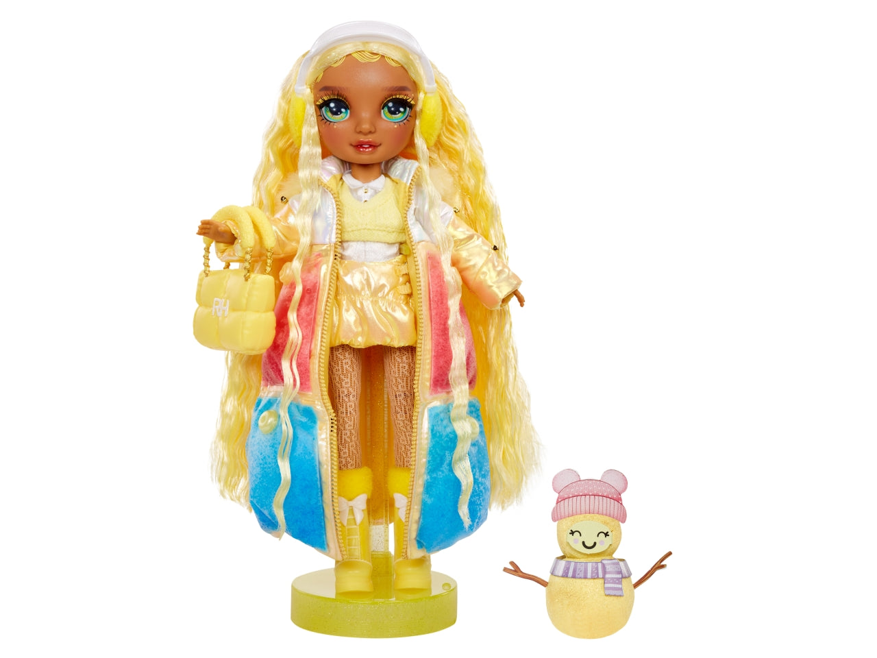 Rainbow High Winter Wonderland Doll Sunny: Bambola Fashion Blu-Azzurro di 28 cm con Abiti Invernali, Accessori e Kit Pupazzo di Neve, Gioco Unisex per Bambini 4+ | MGA Entertainment