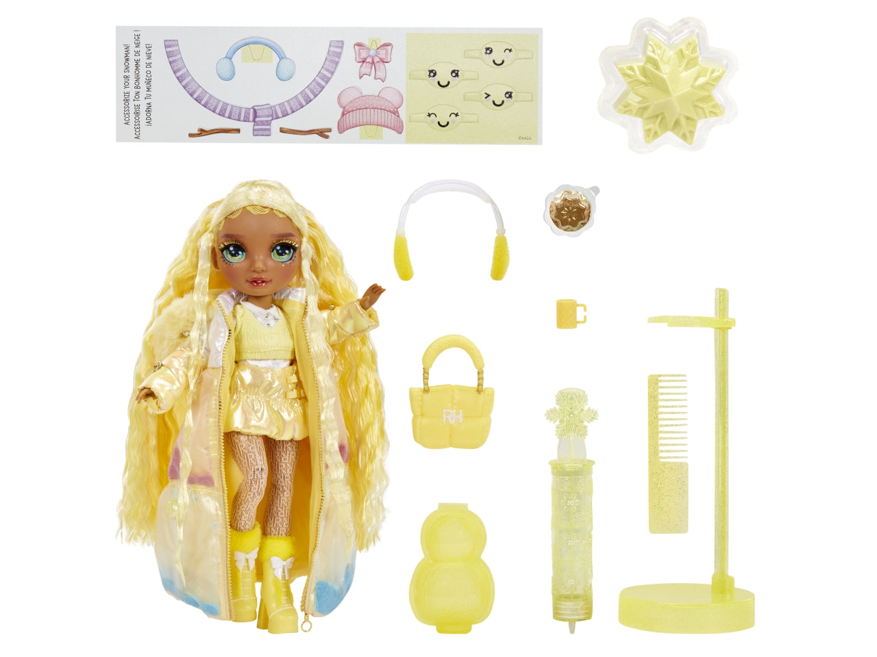 Rainbow High Winter Wonderland Doll Sunny: Bambola Fashion Blu-Azzurro di 28 cm con Abiti Invernali, Accessori e Kit Pupazzo di Neve, Gioco Unisex per Bambini 4+ | MGA Entertainment