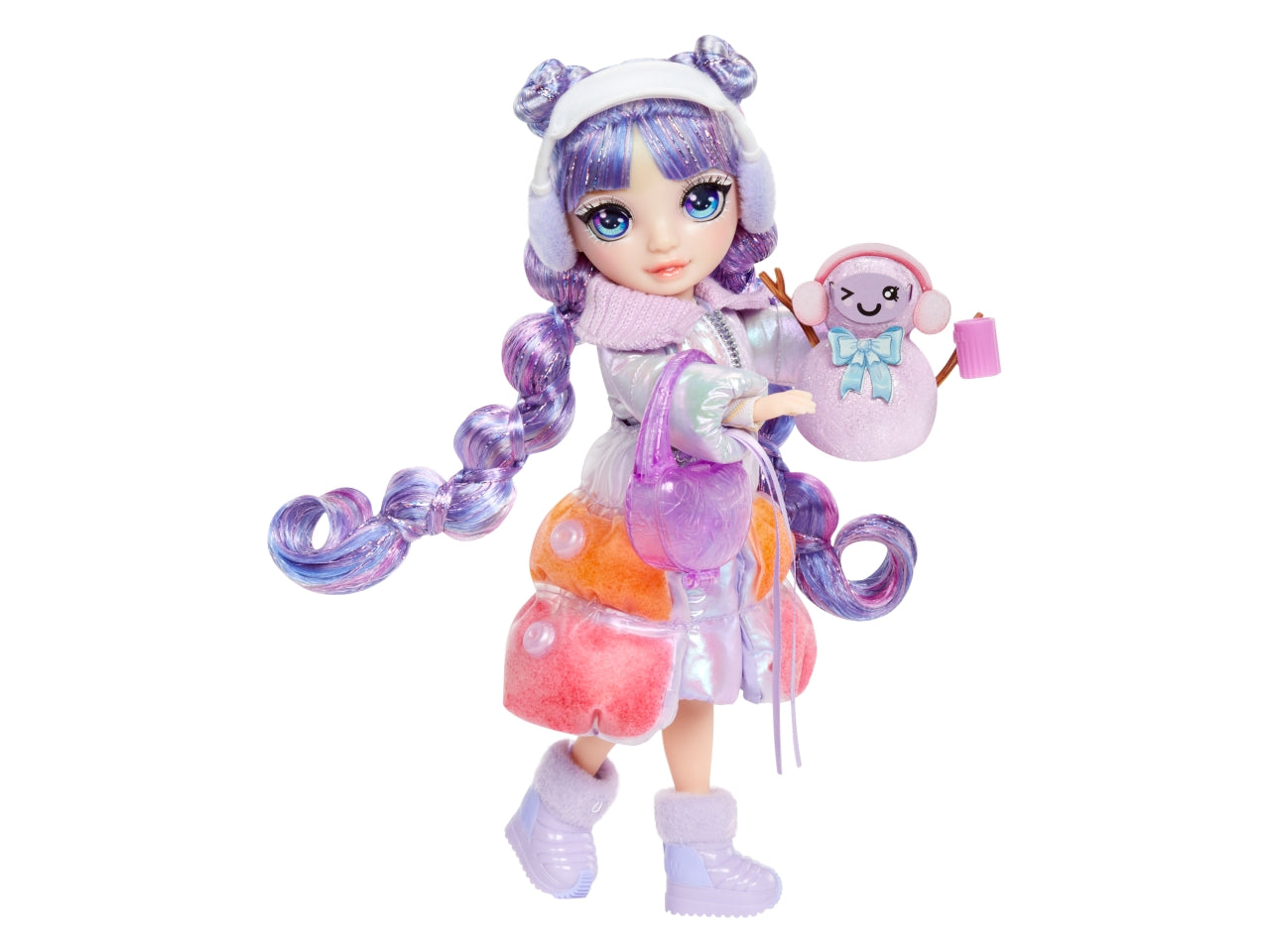 Rainbow High Winter Wonderland Doll Violet: Bambola Fashion Viola di 28 cm con Abiti Invernali, Accessori e Kit Pupazzo di Neve, Gioco Unisex per Bambini 4+ | MGA Entertainment