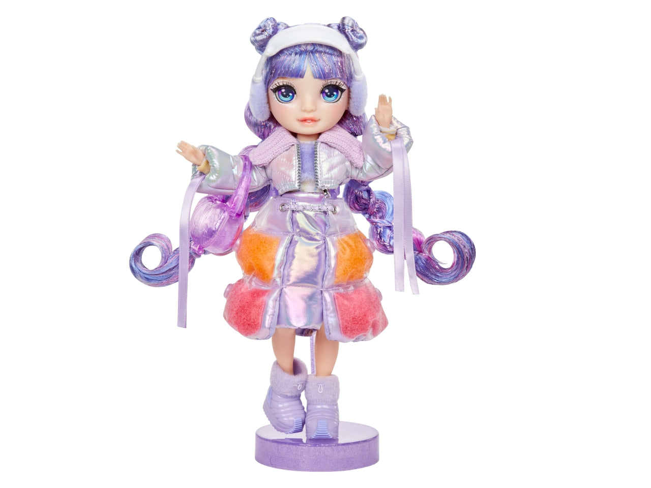 Rainbow High Winter Wonderland Doll Violet: Bambola Fashion Viola di 28 cm con Abiti Invernali, Accessori e Kit Pupazzo di Neve, Gioco Unisex per Bambini 4+ | MGA Entertainment