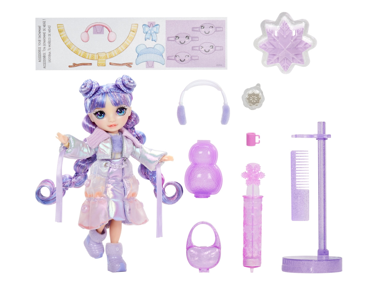 Rainbow High Winter Wonderland Doll Violet: Bambola Fashion Viola di 28 cm con Abiti Invernali, Accessori e Kit Pupazzo di Neve, Gioco Unisex per Bambini 4+ | MGA Entertainment