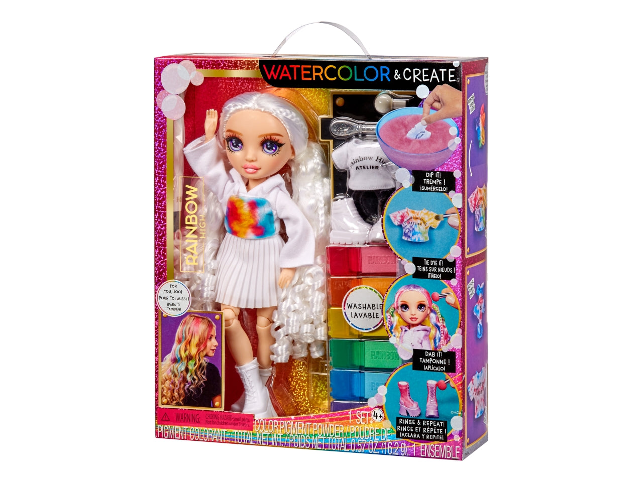 Rainbow High Watercolor & Create New Theme Dolls Purple Eyes: Bambola Fashion Multicolor con Abiti e Accessori per Personalizzazione, Gioco Unisex per Bambini 4+ | MGA Entertainment