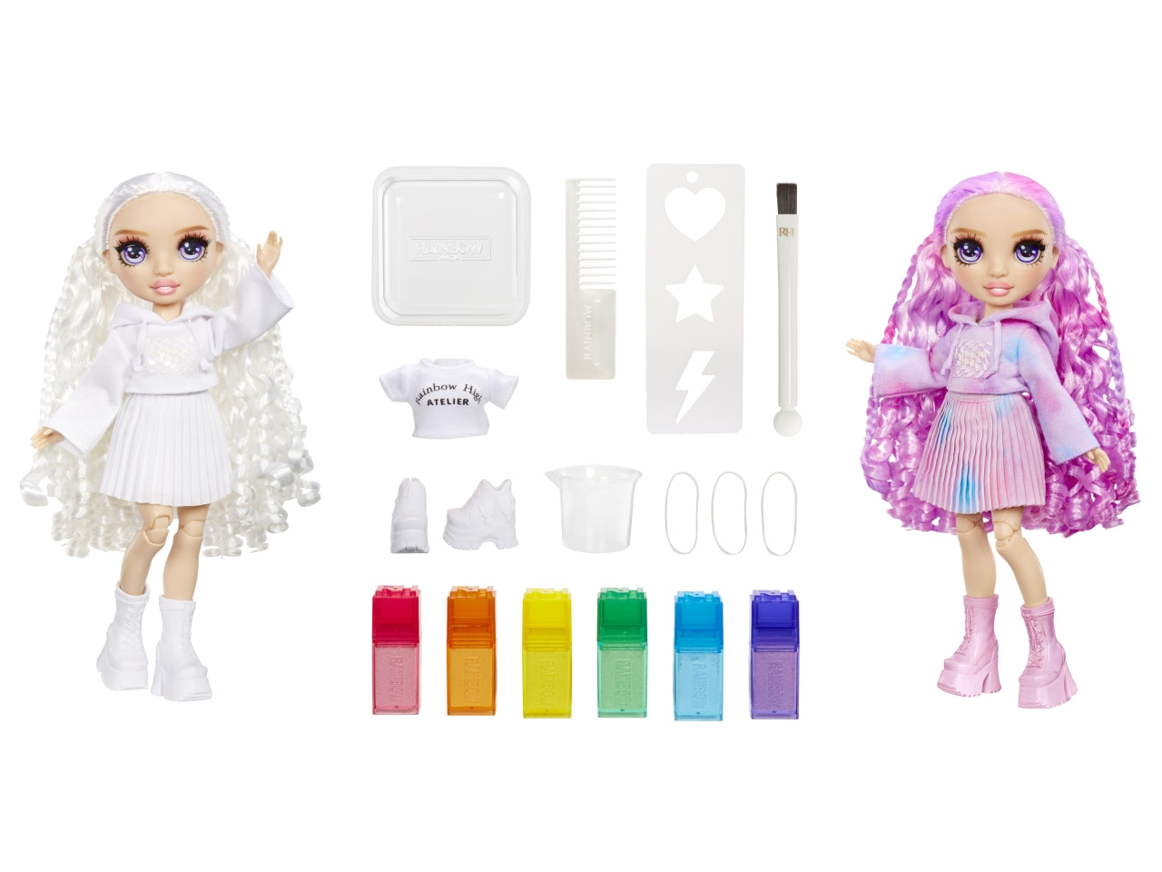 Rainbow High Watercolor & Create New Theme Dolls Purple Eyes: Bambola Fashion Multicolor con Abiti e Accessori per Personalizzazione, Gioco Unisex per Bambini 4+ | MGA Entertainment