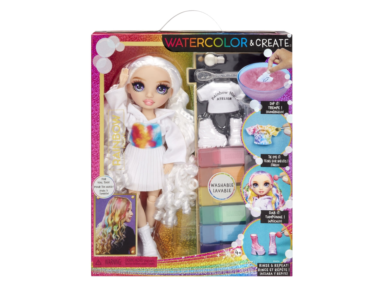 Rainbow High Watercolor & Create New Theme Dolls Purple Eyes: Bambola Fashion Multicolor con Abiti e Accessori per Personalizzazione, Gioco Unisex per Bambini 4+ | MGA Entertainment