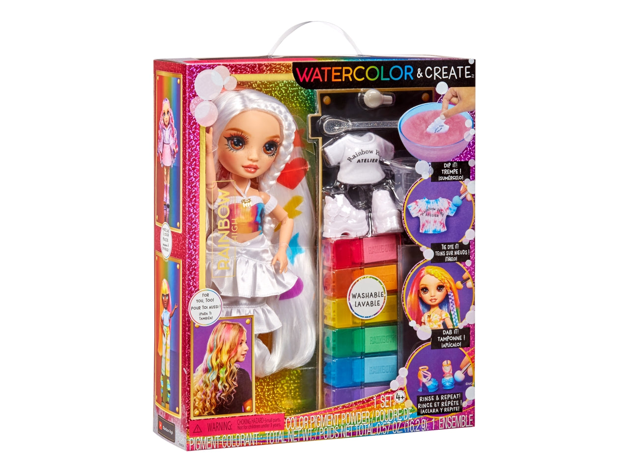 Rainbow High Watercolor & Create New Theme Dolls Brown Eyes: Bambola Fashion Multicolor con Abiti e Accessori per Personalizzazione, Gioco Unisex per Bambini 4+ | MGA Entertainment