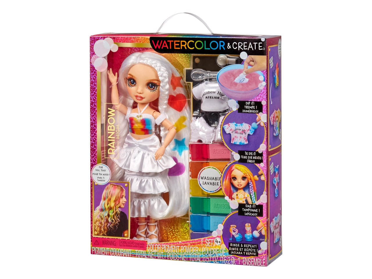 Rainbow High Watercolor & Create New Theme Dolls Brown Eyes: Bambola Fashion Multicolor con Abiti e Accessori per Personalizzazione, Gioco Unisex per Bambini 4+ | MGA Entertainment