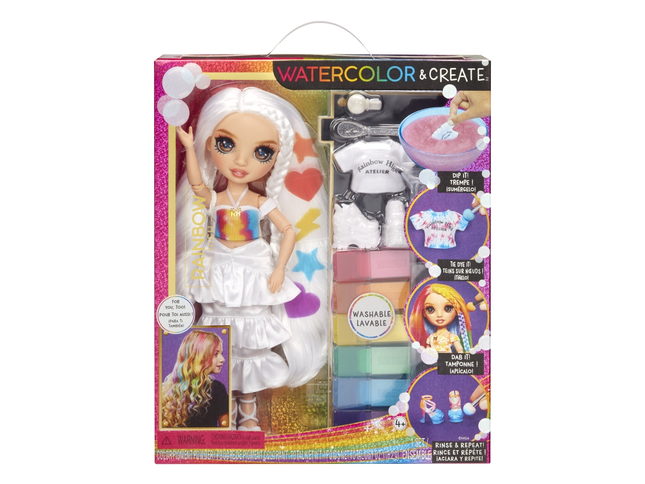 Rainbow High Watercolor & Create New Theme Dolls Brown Eyes: Bambola Fashion Multicolor con Abiti e Accessori per Personalizzazione, Gioco Unisex per Bambini 4+ | MGA Entertainment