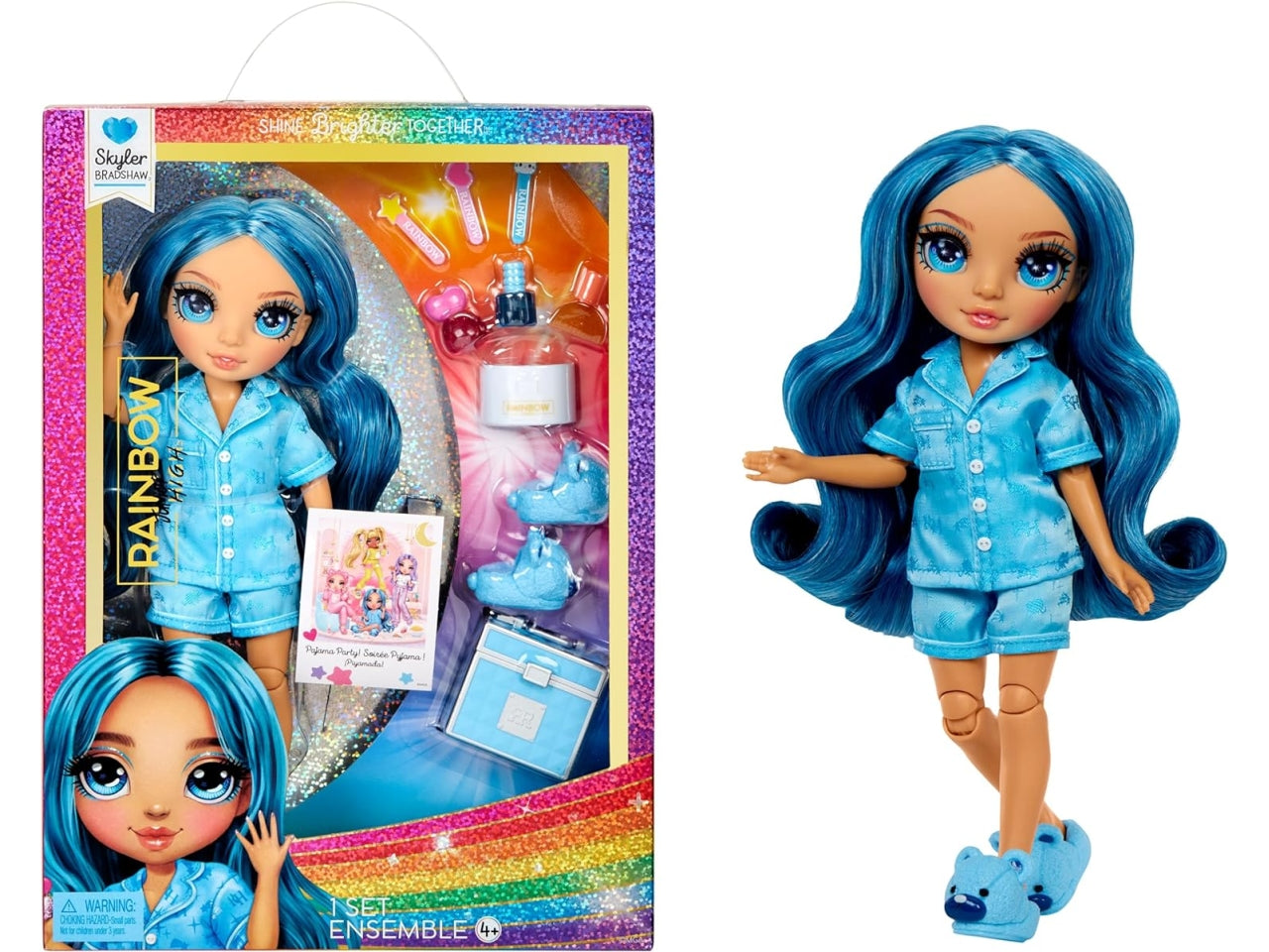 Rainbow junior high pj party fashion doll Skyler, bambola con accessori, 4+ anni - Mga