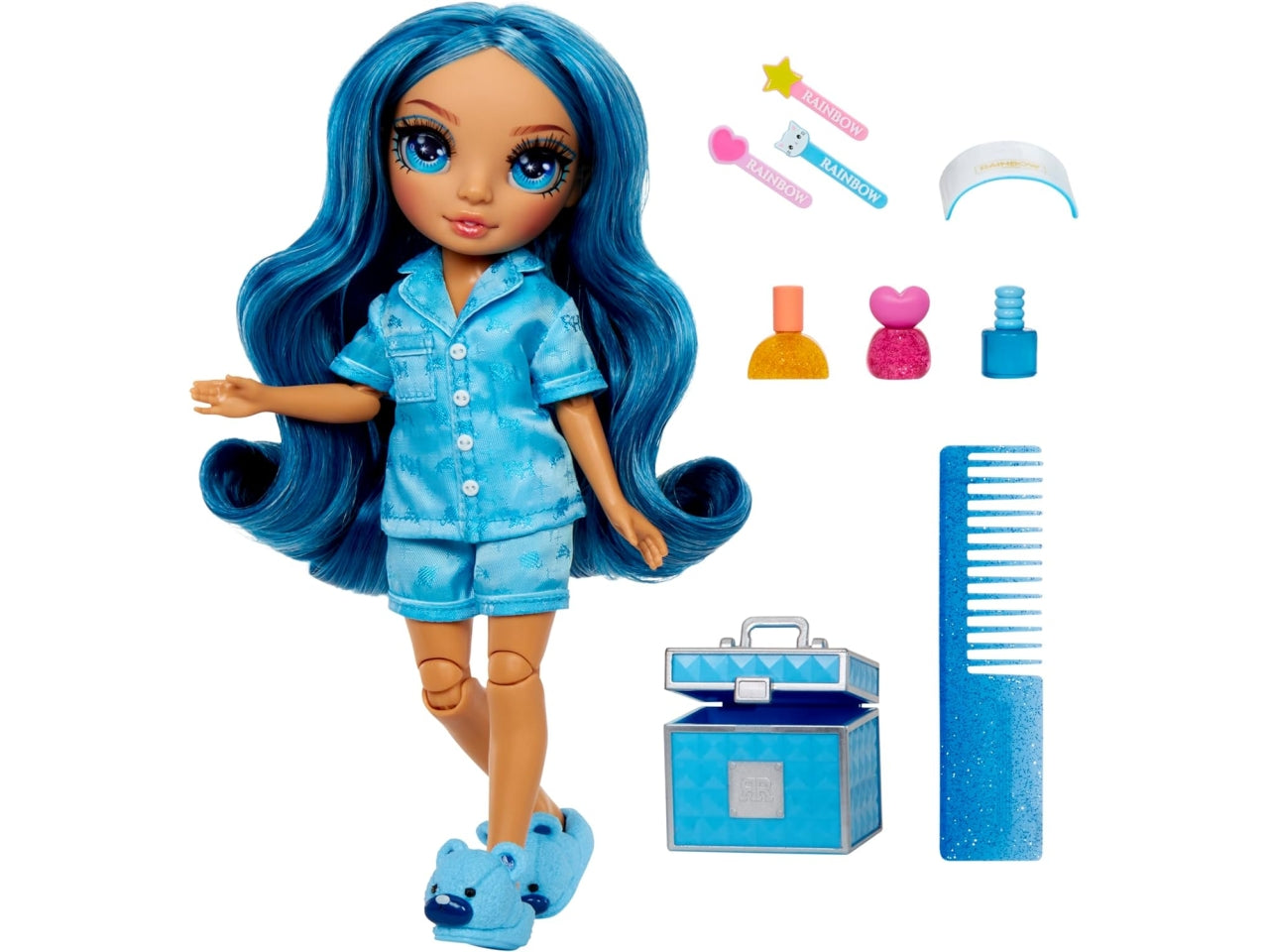 Rainbow junior high pj party fashion doll Skyler, bambola con accessori, 4+ anni - Mga