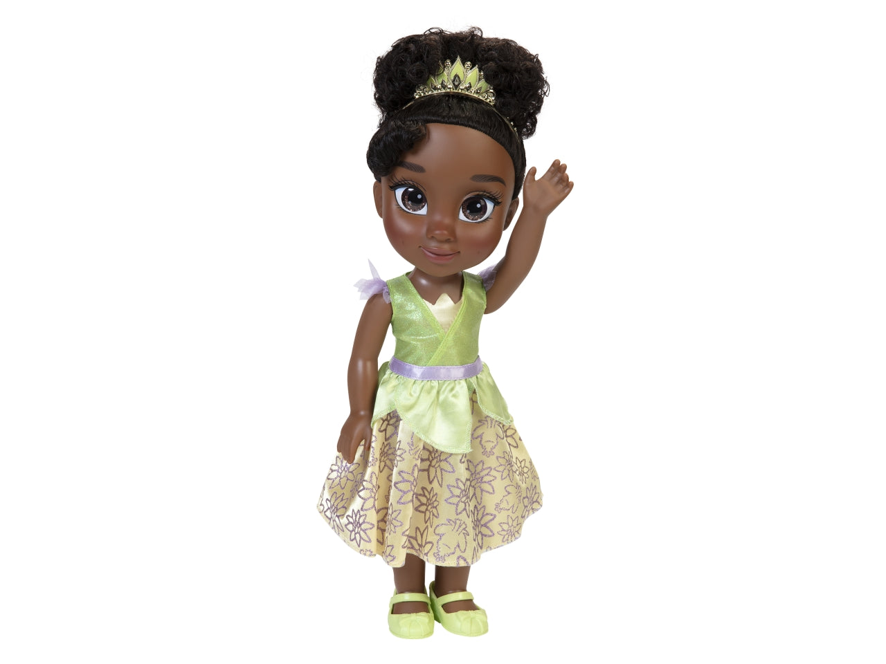 Bambola Principessa Tiana Disney Princess da 38 cm con bellissimi occhi scintillanti, abito scarpette e tiara, 3+ anni - Jakks Pacific