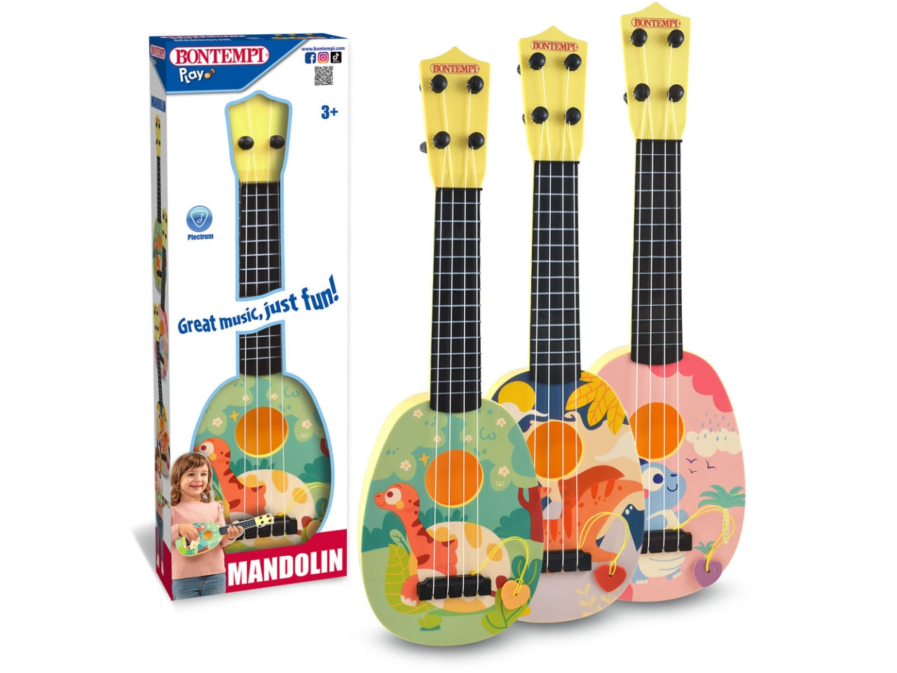 Mandolino multicolore con Plettro, Età 3+, Unisex, Bontempi