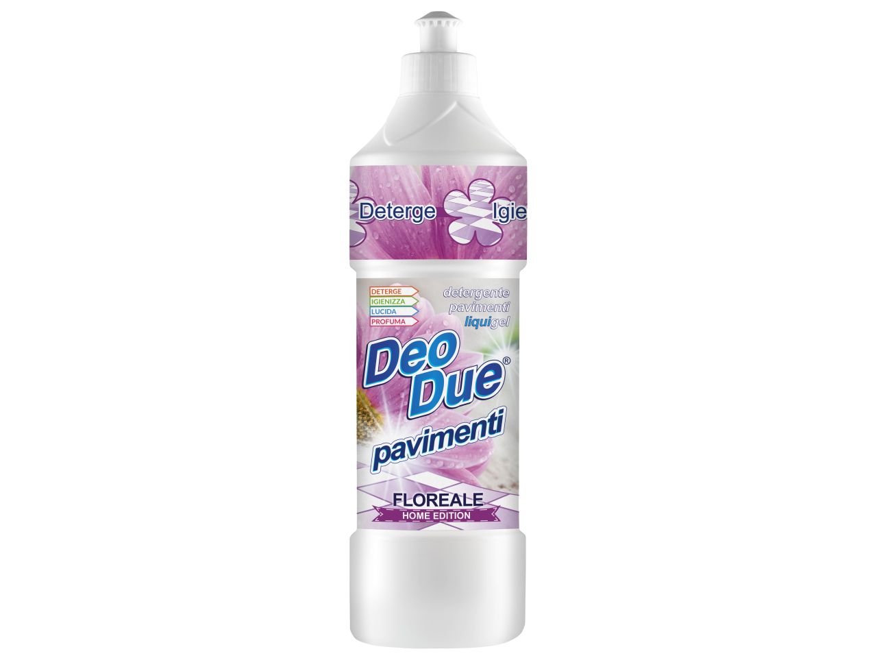 Detergente per pavimenti deo due liquigel floreale capacita' 750ml misura 7,5x24,5x7,5cm